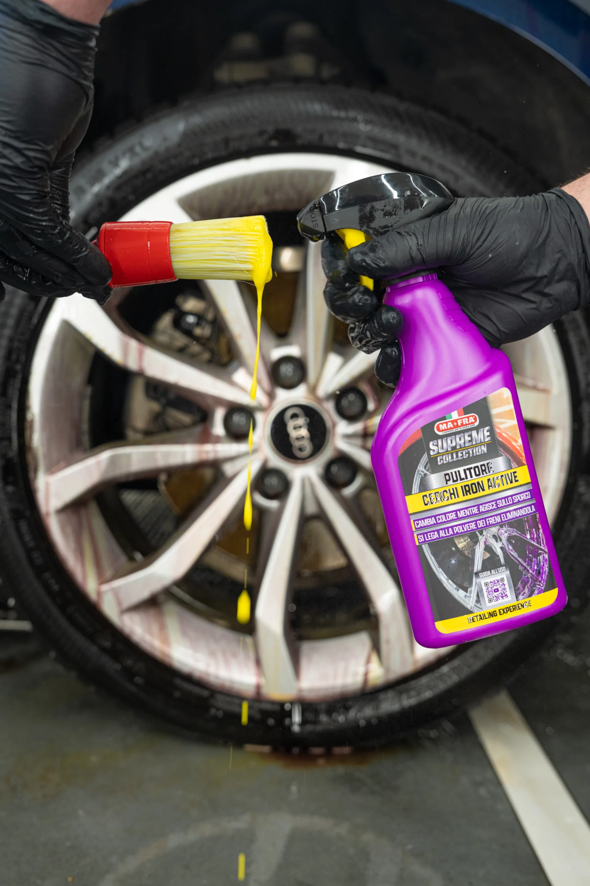Pulitore Cerchi Iron Active in azione